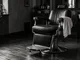 Empty barber chair in the example shop